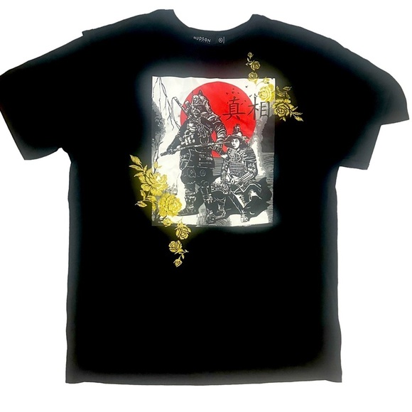 Hudson Outerwear Graphic T-Shirt Men XL Japanese Samurai Warrior 100% Cotton EUC - Picture 1 of 6
